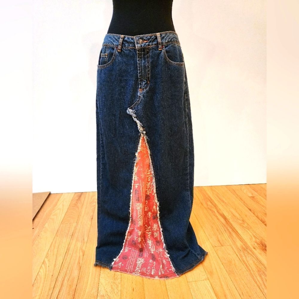 Vintage BOHO Z. Cavaricci Patchwork Straight Maxi Skirt